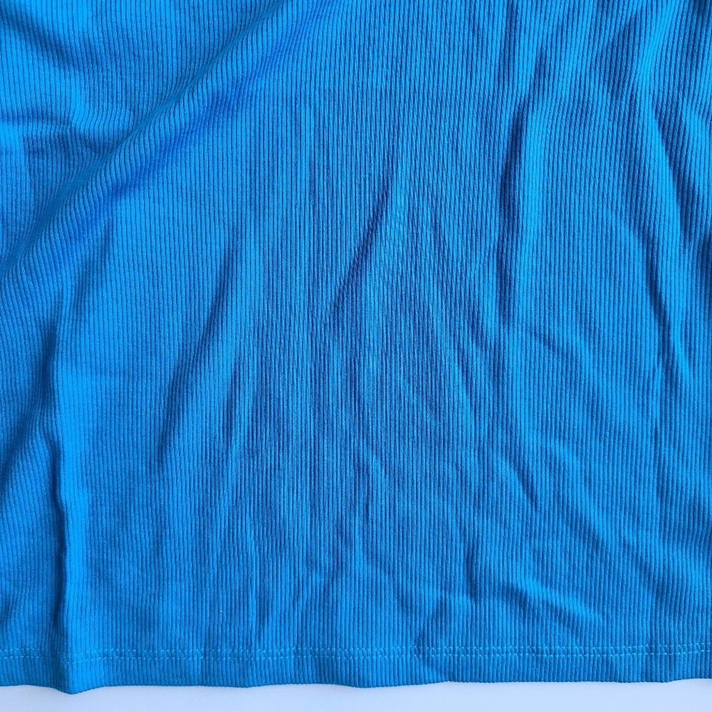 BP Blue Ribbed Tank Top Ruffle straps - Picture 3 of 4